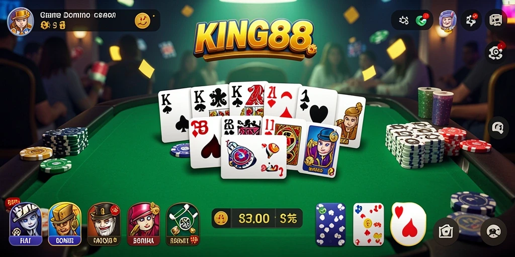 Tampilan gameplay <strong>KING88</strong> dengan tema domino yang menarik.